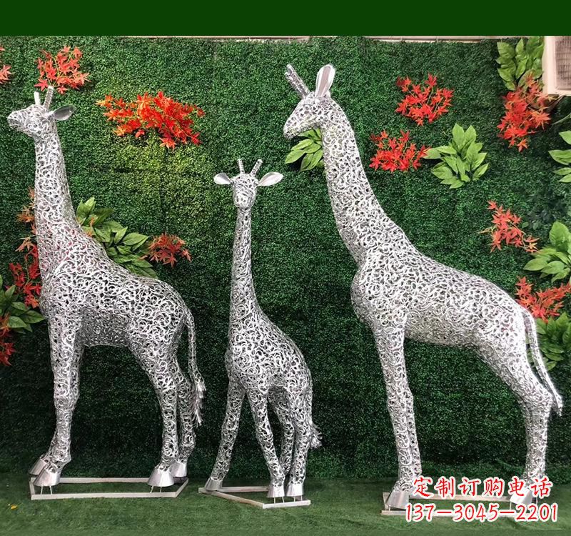 湖南不锈钢几何长颈鹿雕塑