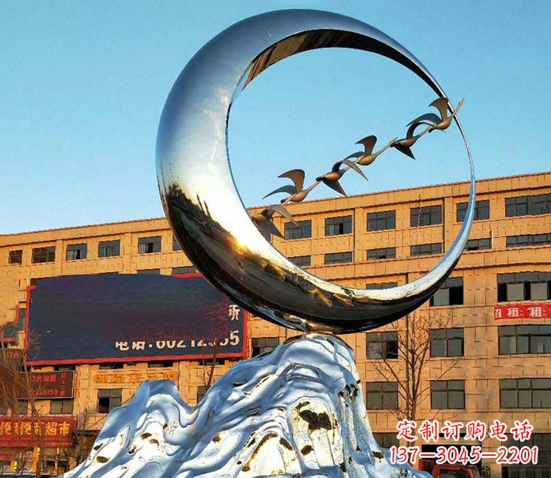 湖南不锈钢假山大雁雕塑