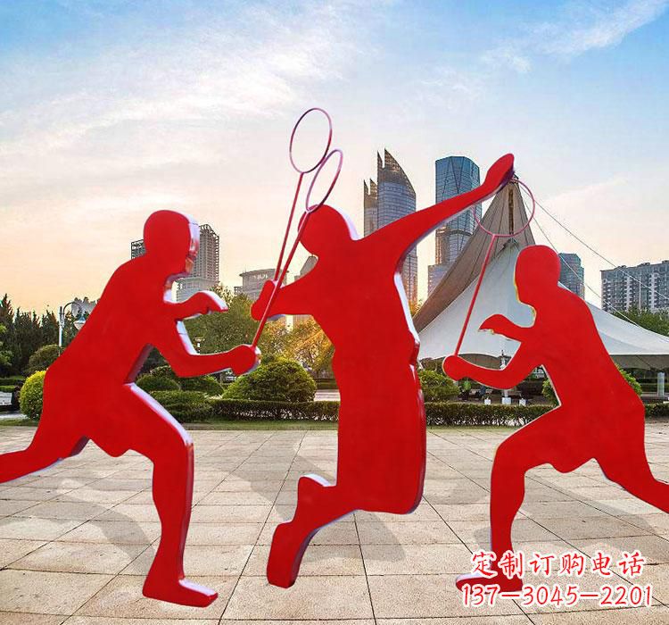湖南不锈钢剪影打羽毛球雕塑