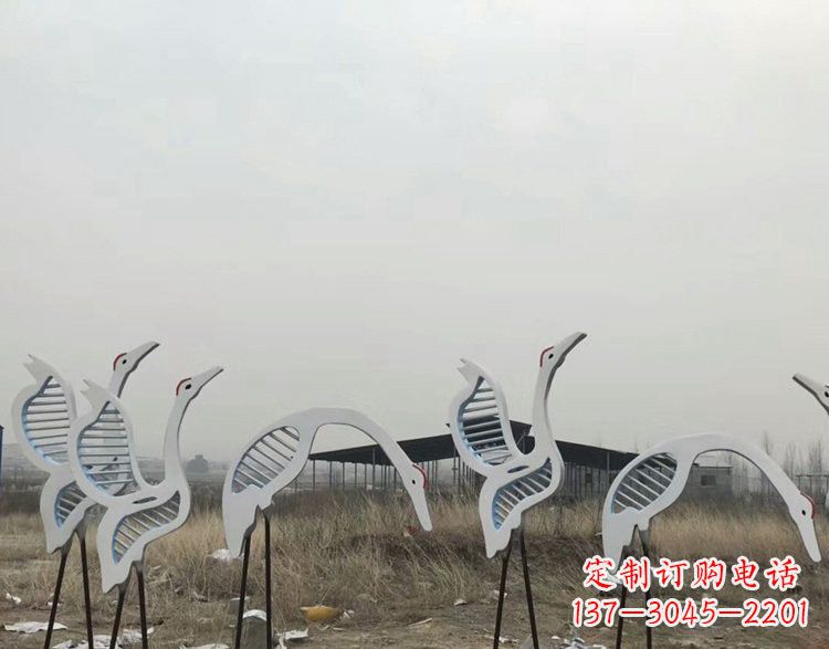 湖南不锈钢剪影仙鹤雕塑