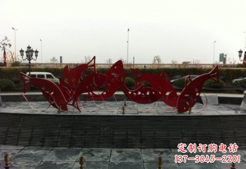 湖南不锈钢剪纸红鲤鱼雕塑