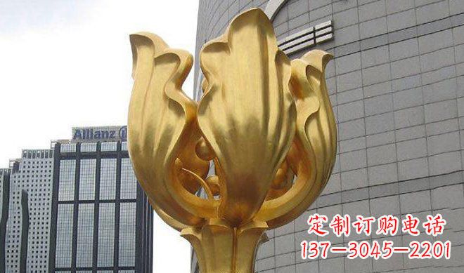 湖南不锈钢金色紫荆花雕塑