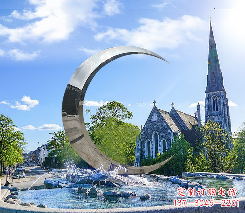 湖南不锈钢景观创意月亮雕塑