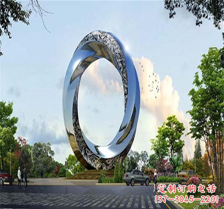 湖南不锈钢景观圆环雕塑