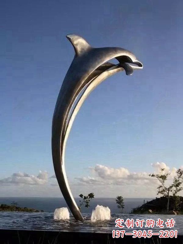 湖南不锈钢景区大型抽象海豚雕塑