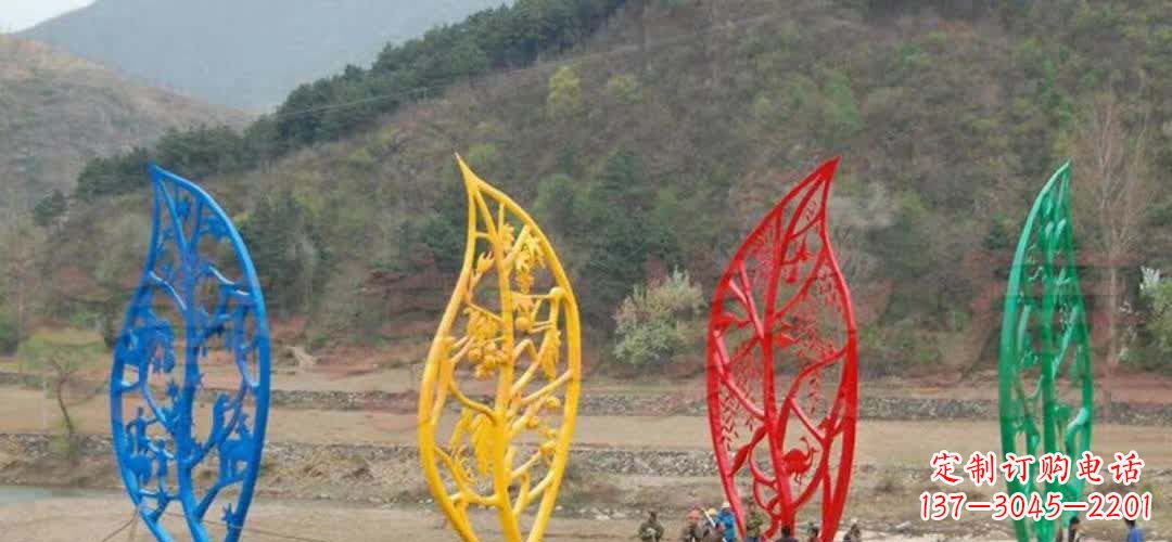 湖南不锈钢景区镂空树叶雕塑
