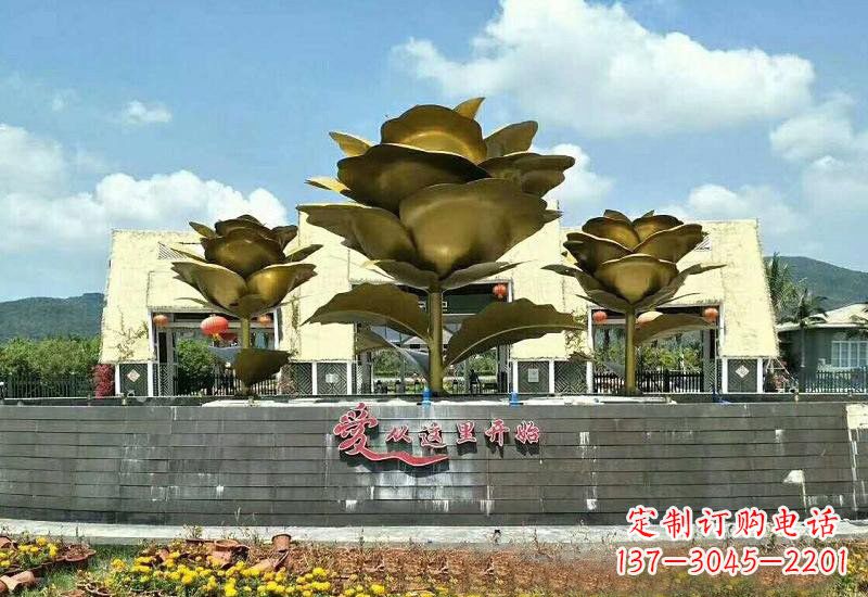 湖南不锈钢景区玫瑰花雕塑