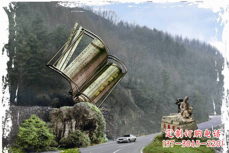 湖南不锈钢景区神农本草经竹简雕塑