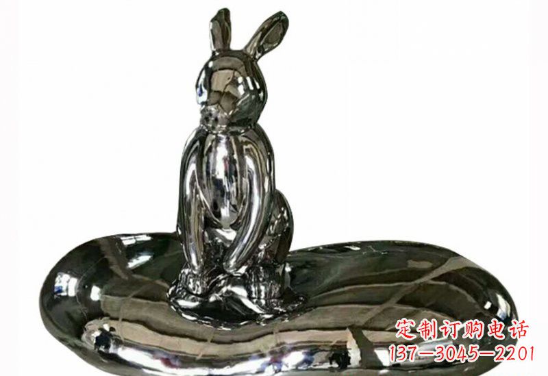 湖南不锈钢镜面抽象兔子和水滴雕塑