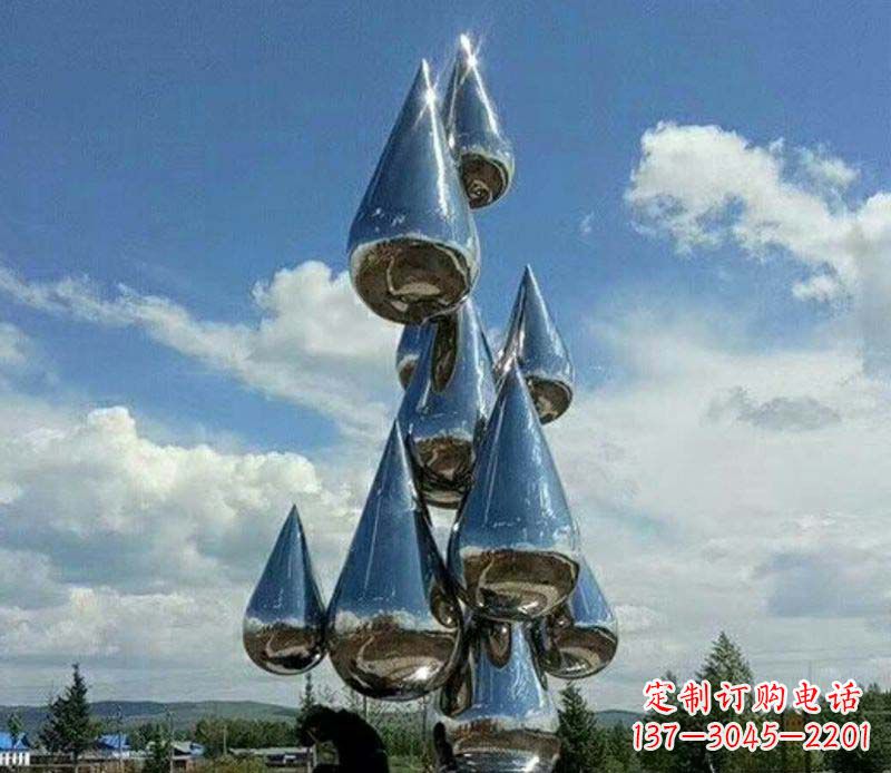 湖南不锈钢镜面大型水滴雕塑——艺术精美、精致优雅