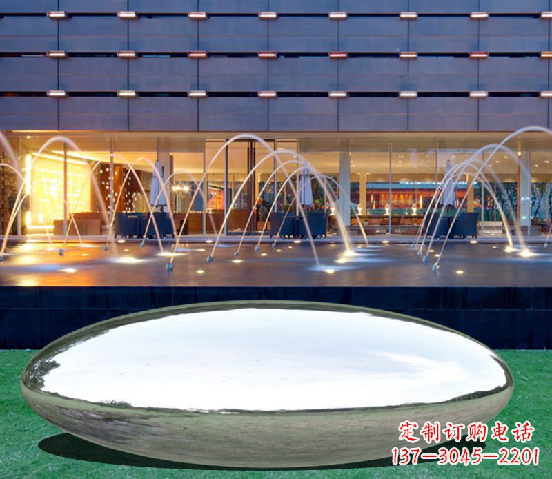 湖南不锈钢镜面鹅卵石广场雕塑