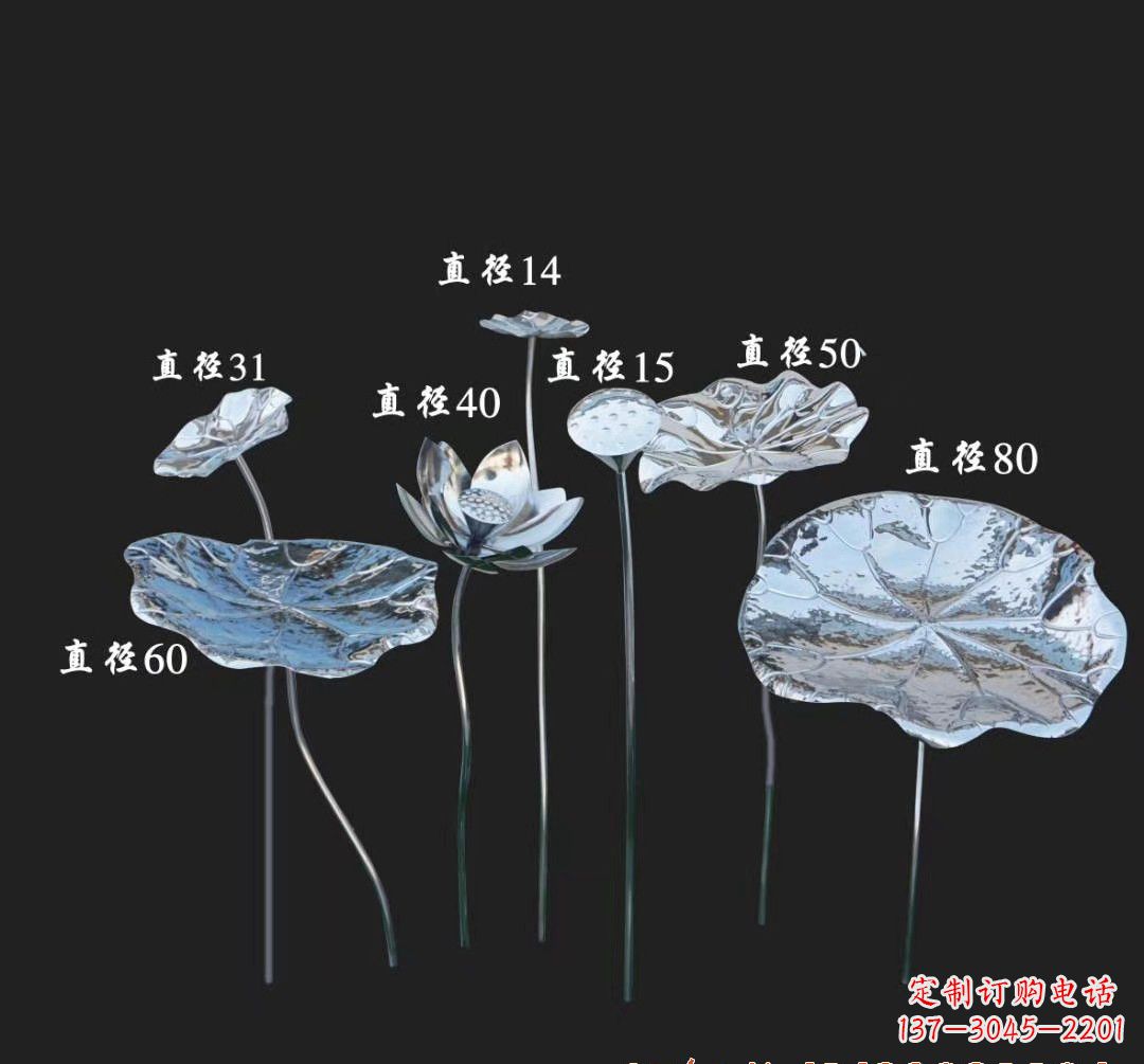 湖南不锈钢镜面荷花雕塑222