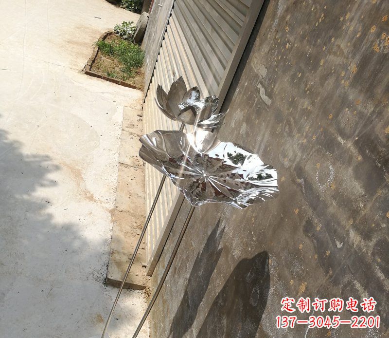 湖南不锈钢镜面荷花荷叶公园雕塑