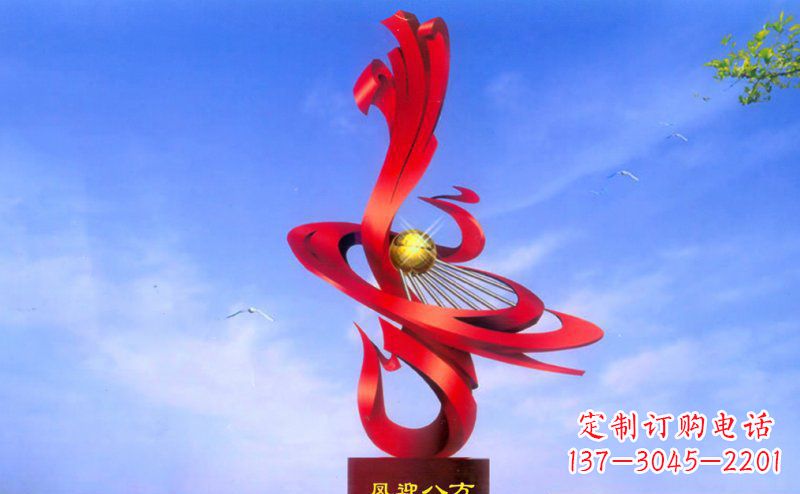湖南不锈钢孔雀凤迎八方雕塑