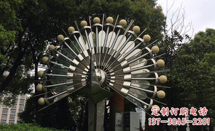 湖南不锈钢孔雀开屏公园雕塑