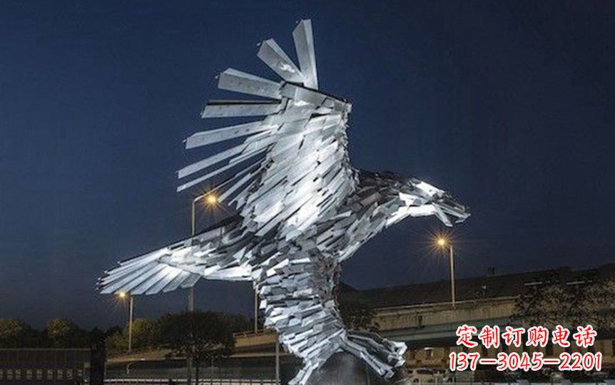 湖南不锈钢老鹰抓球广场景观雕塑