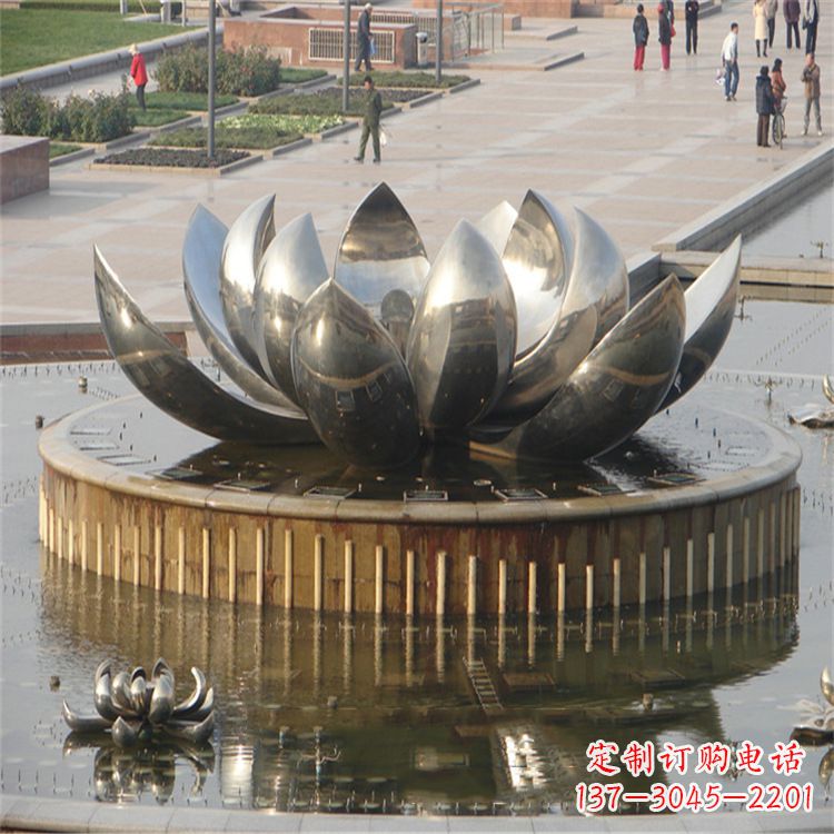 湖南不锈钢莲花荷花喷水喷泉-公园景区水景雕塑