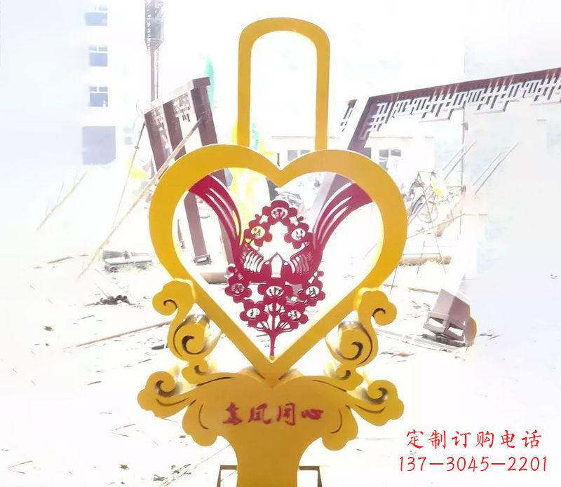 湖南不锈钢龙凤同心雕塑