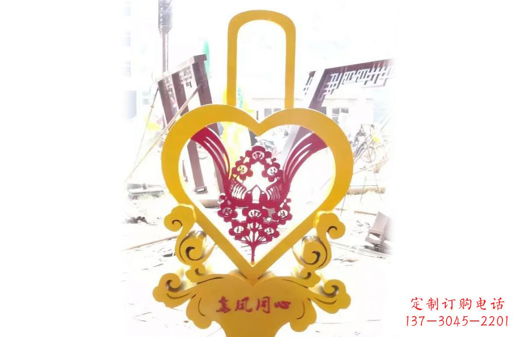 湖南不锈钢龙凤同心景观雕塑