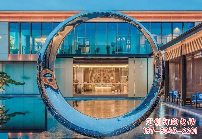 湖南不锈钢镂空灯光圆环雕塑