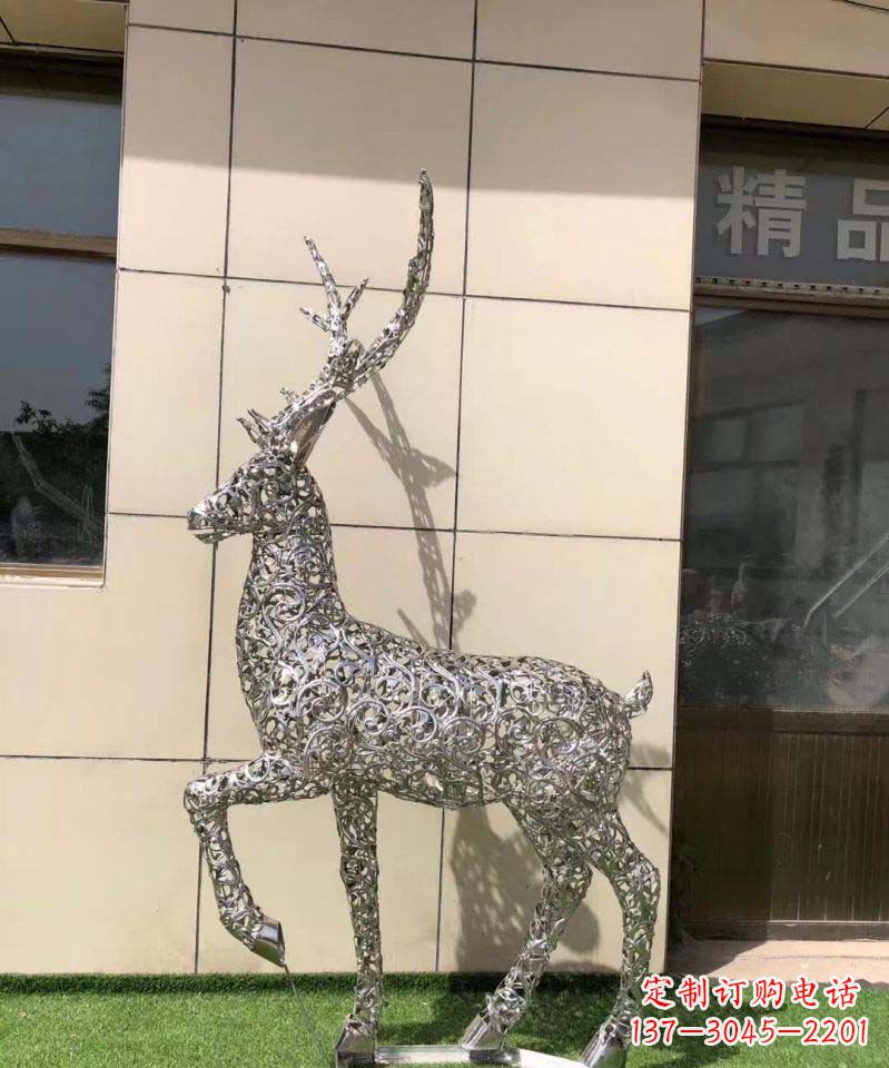 湖南不锈钢镂空动物梅花鹿摆件雕塑