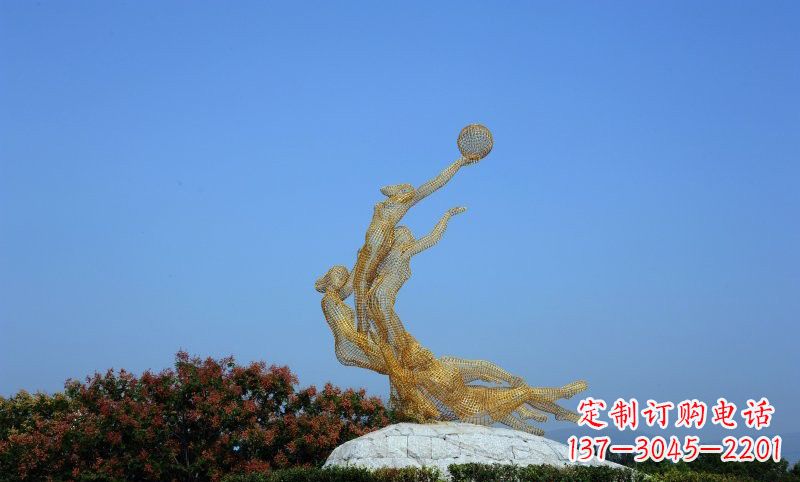 湖南不锈钢镂空女排运动员雕塑