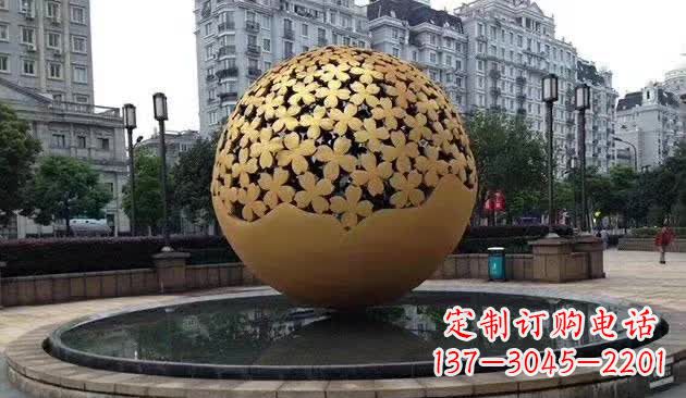 湖南不锈钢镂空球喷泉雕塑