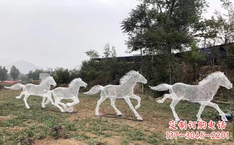 湖南不锈钢镂空群马群奔跑雕塑