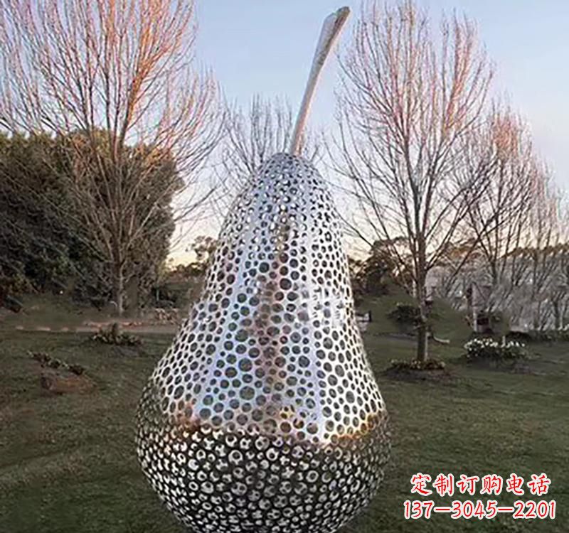 湖南不锈钢镂空水果梨雕塑
