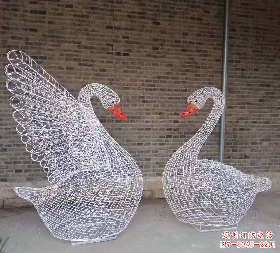 湖南不锈钢镂空天鹅动物雕塑