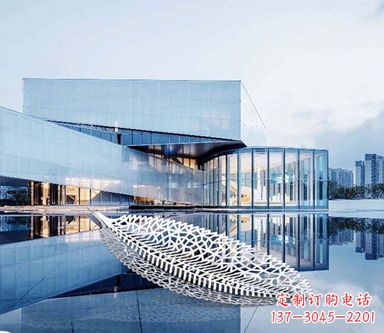 湖南不锈钢镂空一叶扁舟树叶雕塑