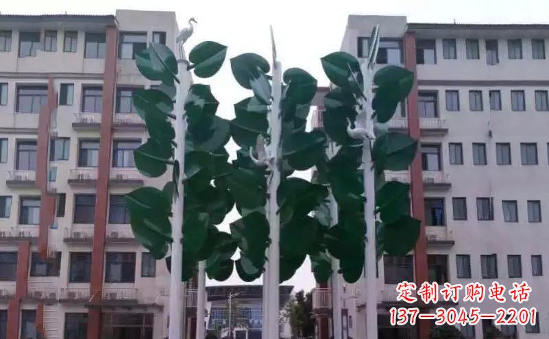 湖南不锈钢绿色树叶小区景观雕塑