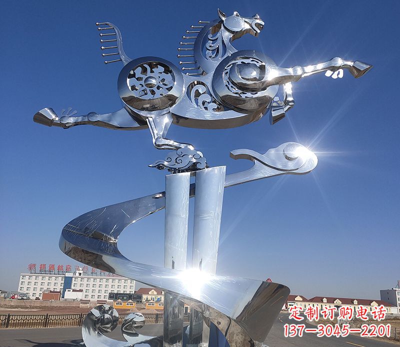 湖南不锈钢马踏飞燕雕塑 (2)