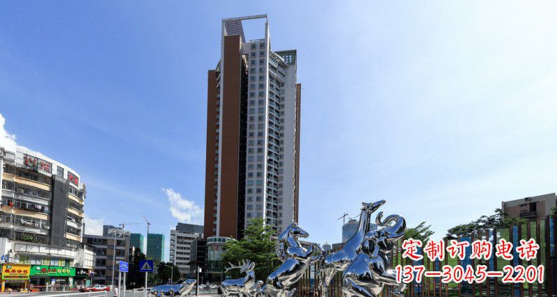 湖南不锈钢马长颈鹿大象动物雕塑
