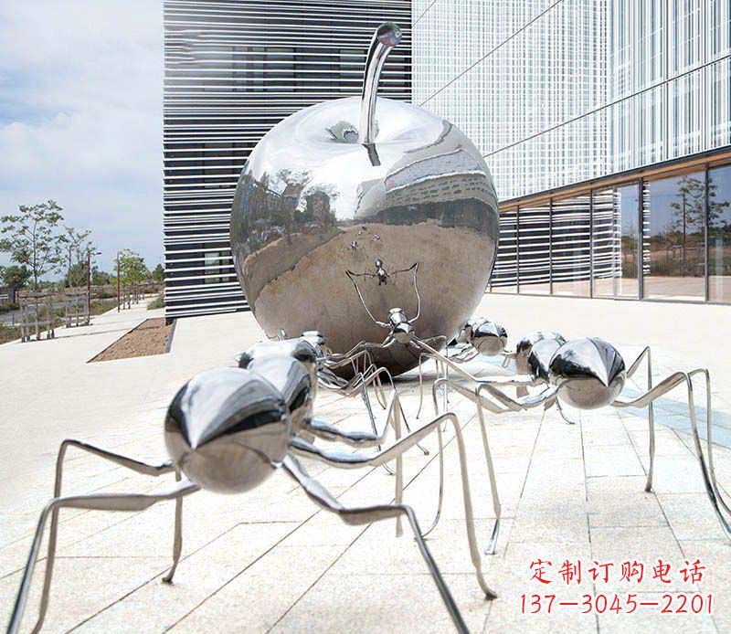 湖南不锈钢蚂蚁滚苹果雕塑1
