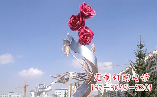 湖南不锈钢玫瑰花雕塑222