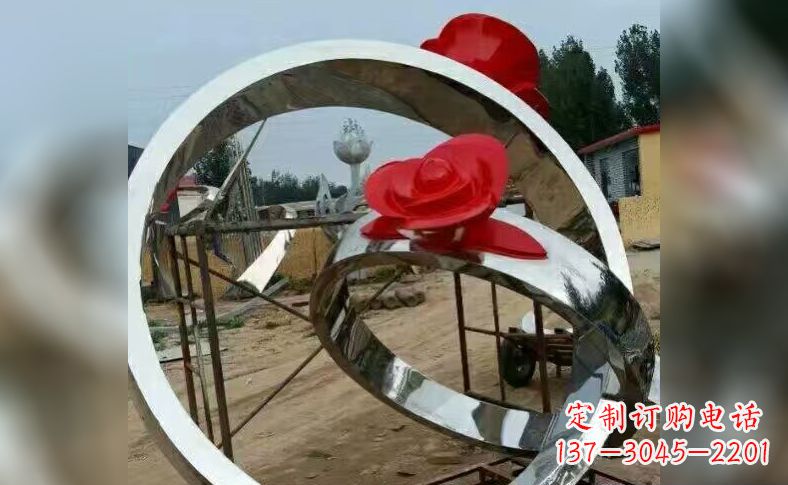 湖南不锈钢玫瑰花戒指景观雕塑