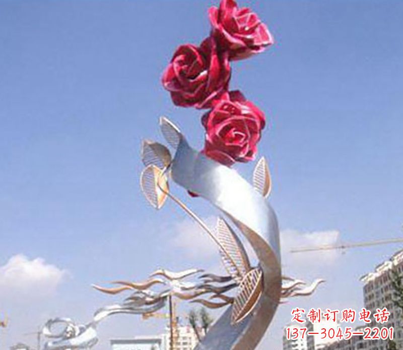 湖南不锈钢玫瑰花植物雕塑