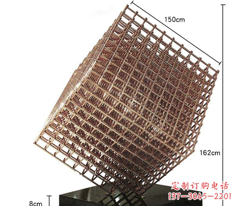 湖南不锈钢玫瑰金色几何领域抽象雕塑