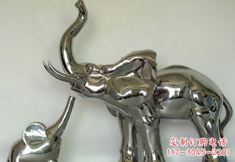 湖南不锈钢母子大象雕塑