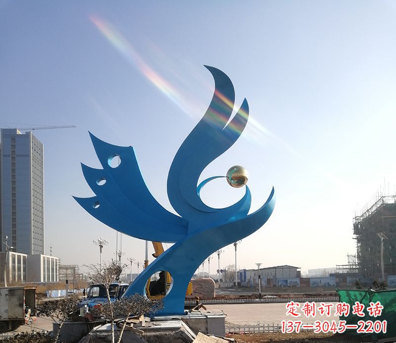 湖南不锈钢喷漆凤凰雕塑 (2)
