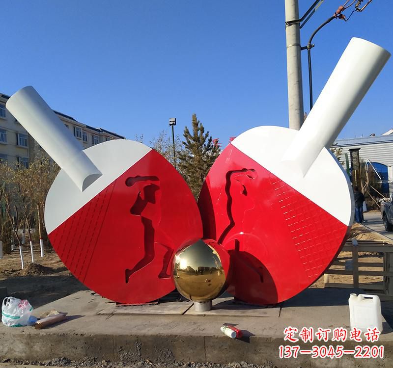 湖南不锈钢乒乓球运动雕塑