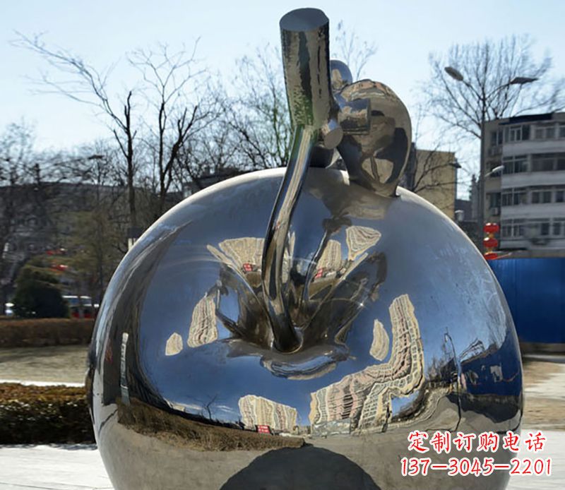 湖南不锈钢苹果镜面雕塑精美绝伦