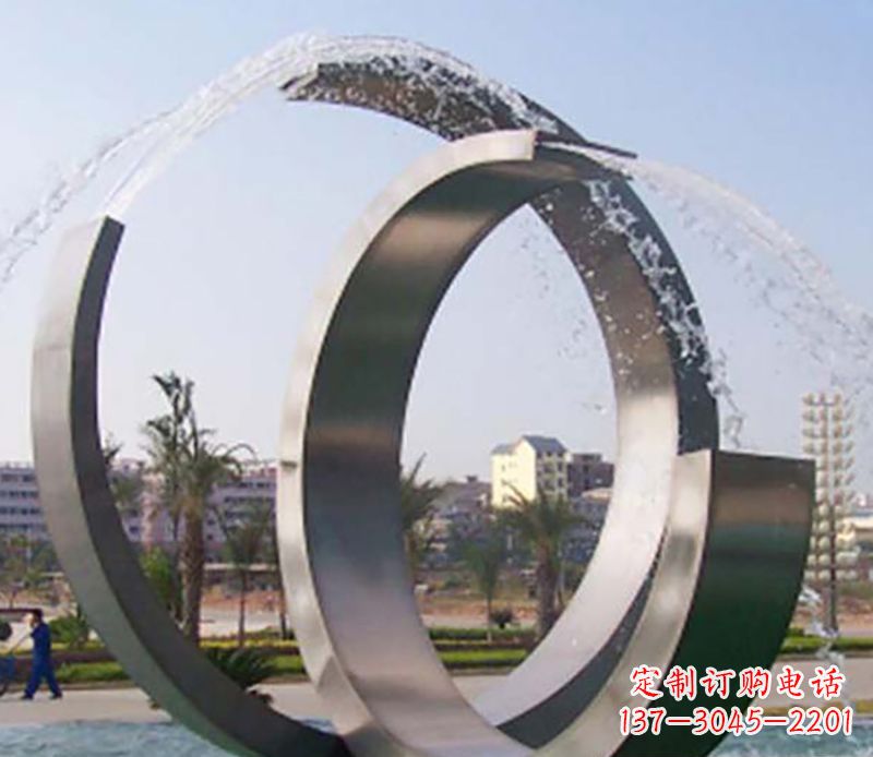 湖南不锈钢情侣戒指雕塑