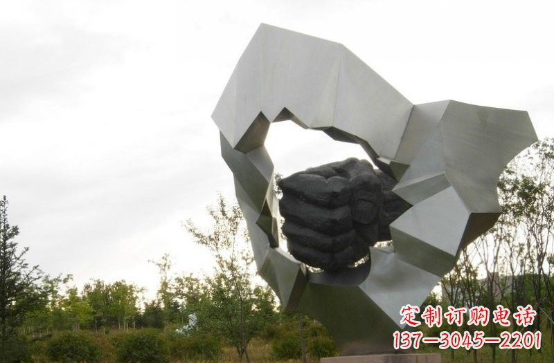 湖南不锈钢拳头雕塑222