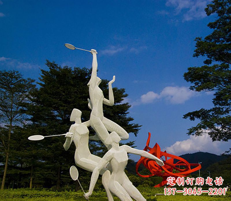 湖南不锈钢人物打羽毛球雕塑