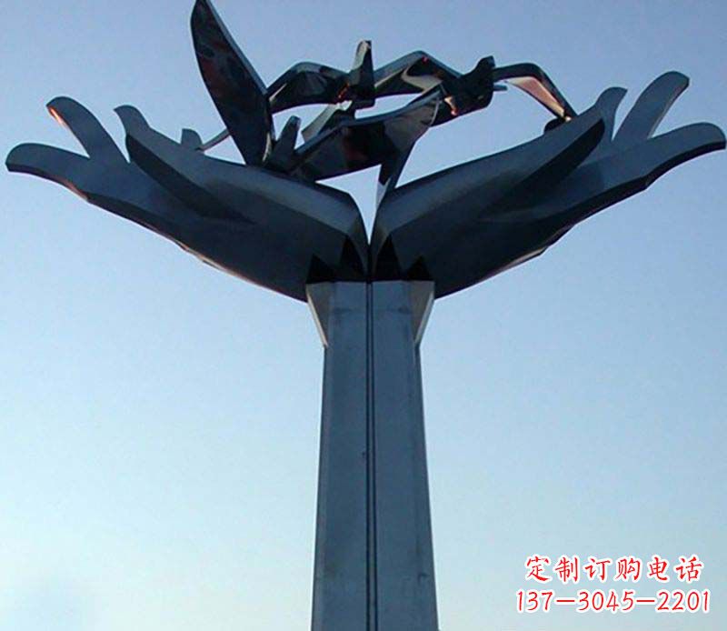 湖南不锈钢手托鸽子雕塑