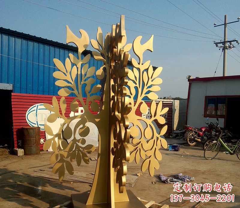 湖南不锈钢树叶园林景观雕塑