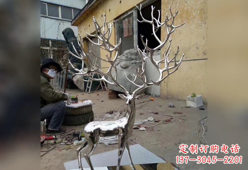 湖南不锈钢树枝鹿雕塑