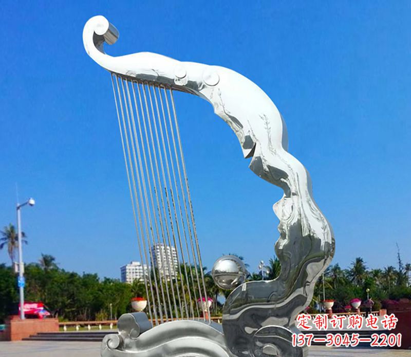 湖南不锈钢竖琴雕塑——传承古典音乐之美